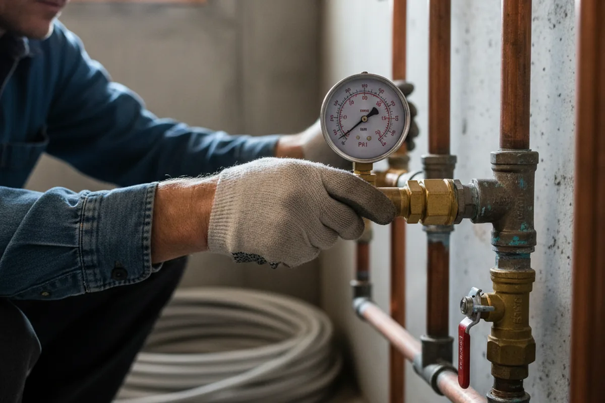 Pressure testing a repaired line during Water Line Repair in Lombard